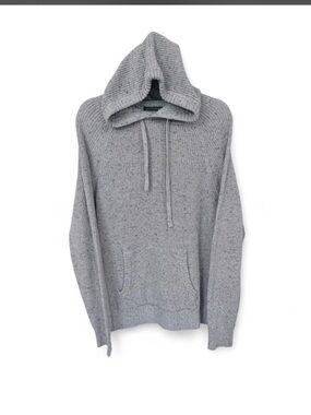 American Eagle Outfitters Gray Knit Hooded Pullover Sweater